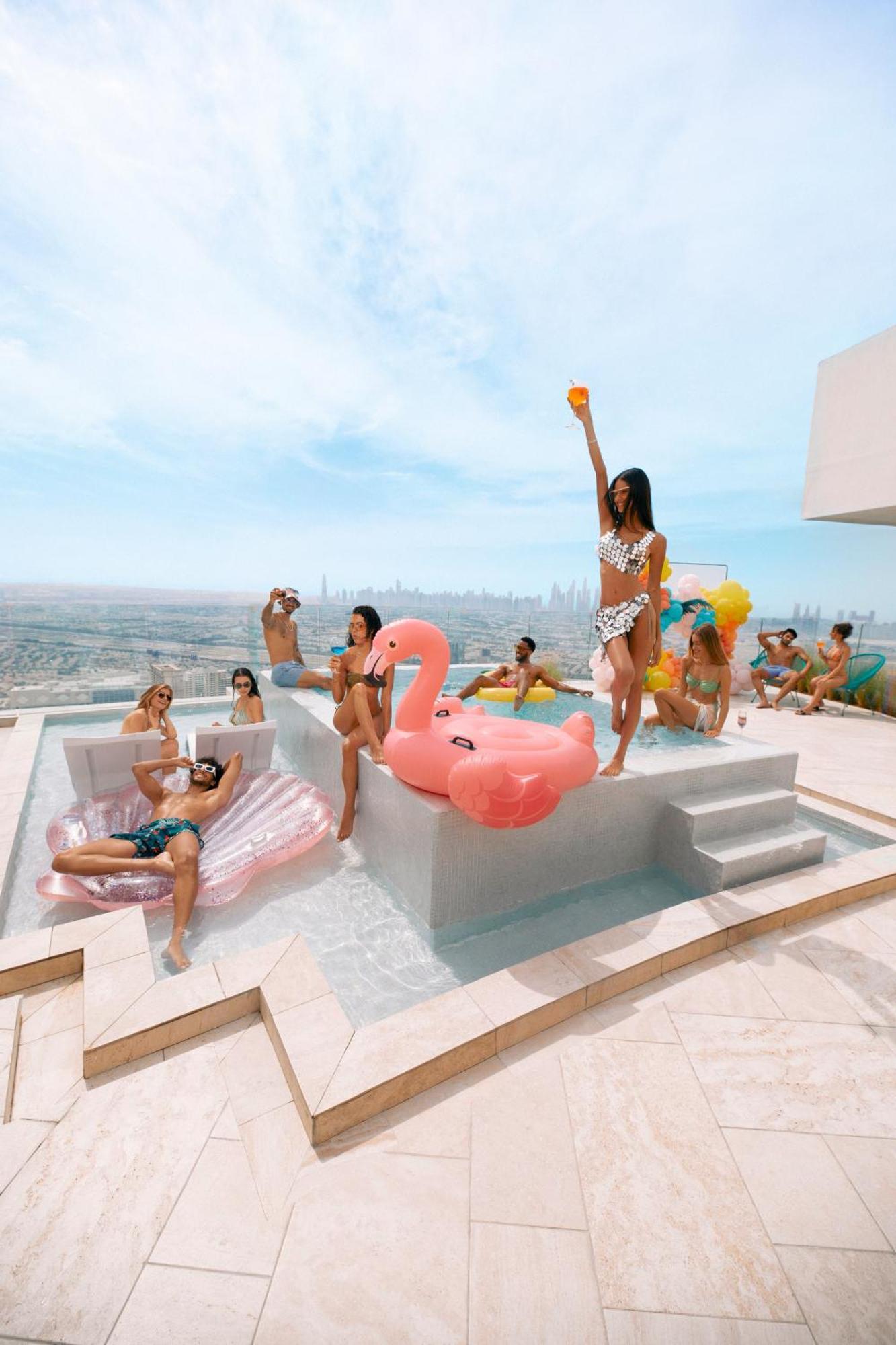 Five Jumeirah Village Дубай Экстерьер фото The rooftop pool at the SLS Las Vegas